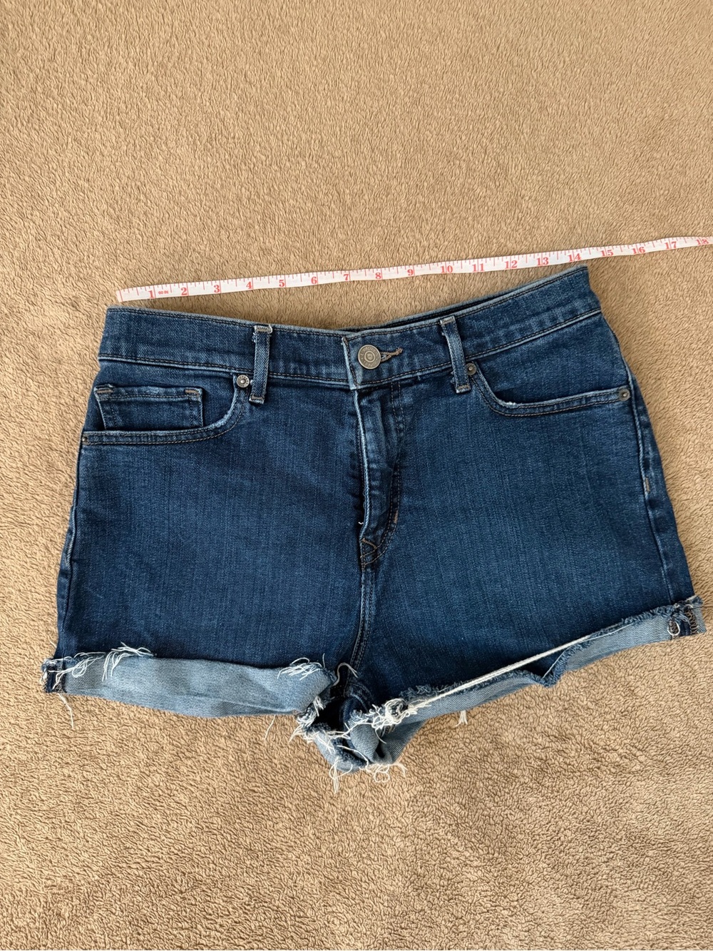 Express Dark Blue Rolled Hem Denim Shorts